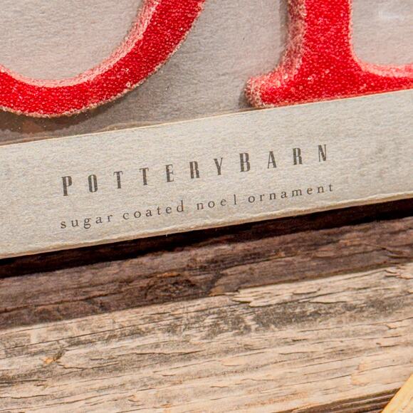 Pottery Barn NOEL Merlot Sugar Coated Christmas Letter Ornaments, Original Box - Picture 5 of 10